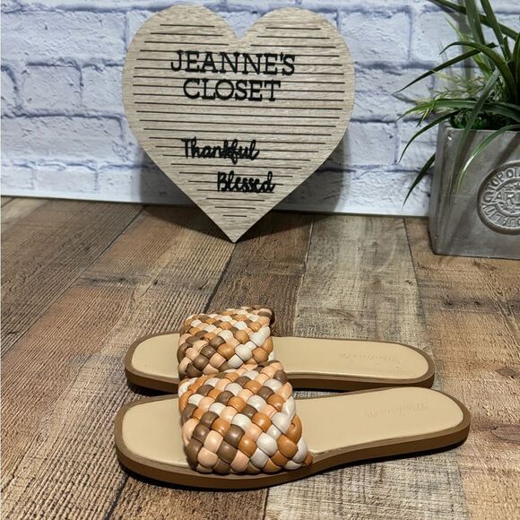 Madewell The Suzi Slide Puffy Woven Sandals Shoes size 8.5 M Leather - Picture 4 of 10